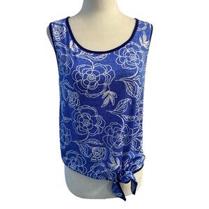 Emi & Joe Blue Floral Women's Tank Top Size Small Sleeveless Summer Vacation